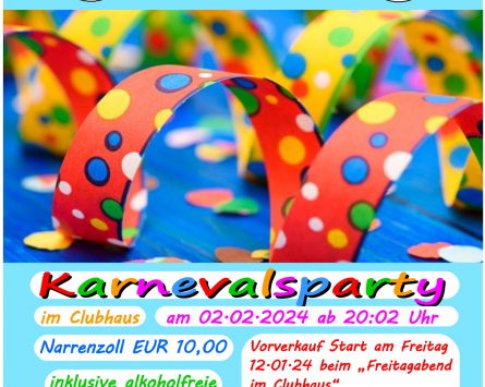 Freitagabend im Clubhaus: “Karnevalsparty”
